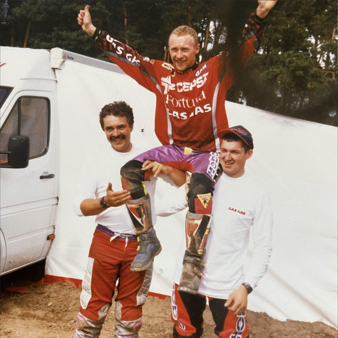 Paul celebrates winning his fourth World Enduro