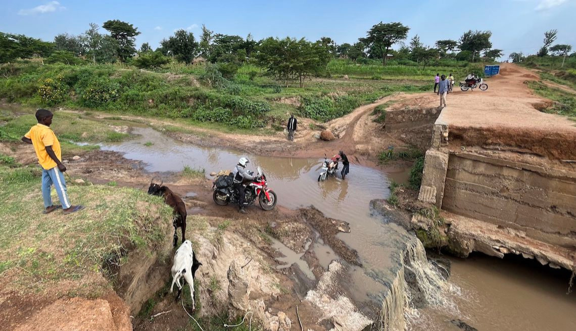 Crossing a rive in Uganda